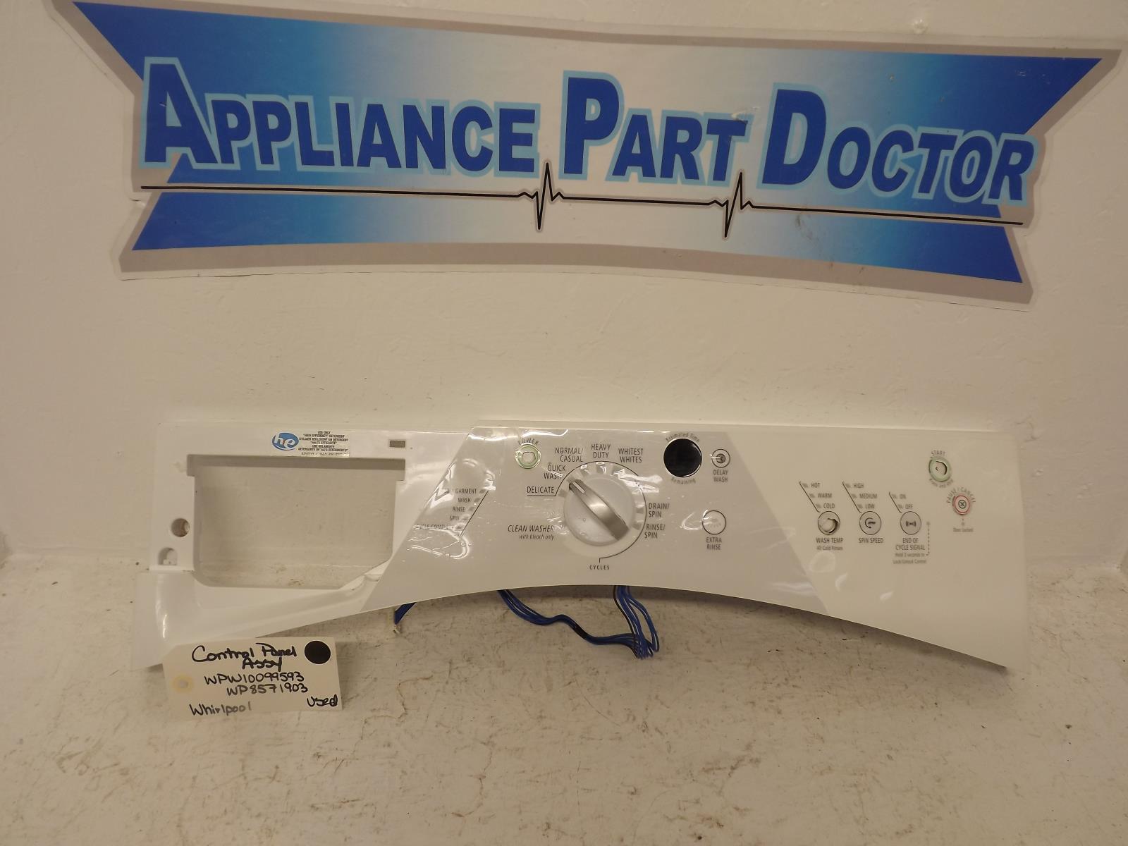 Whirlpool Washer WPW10099593 WP8571903 Control Panel Assy Used Whirlpool Washer WPW10099593 WP8571903 Control Panel Assy Used